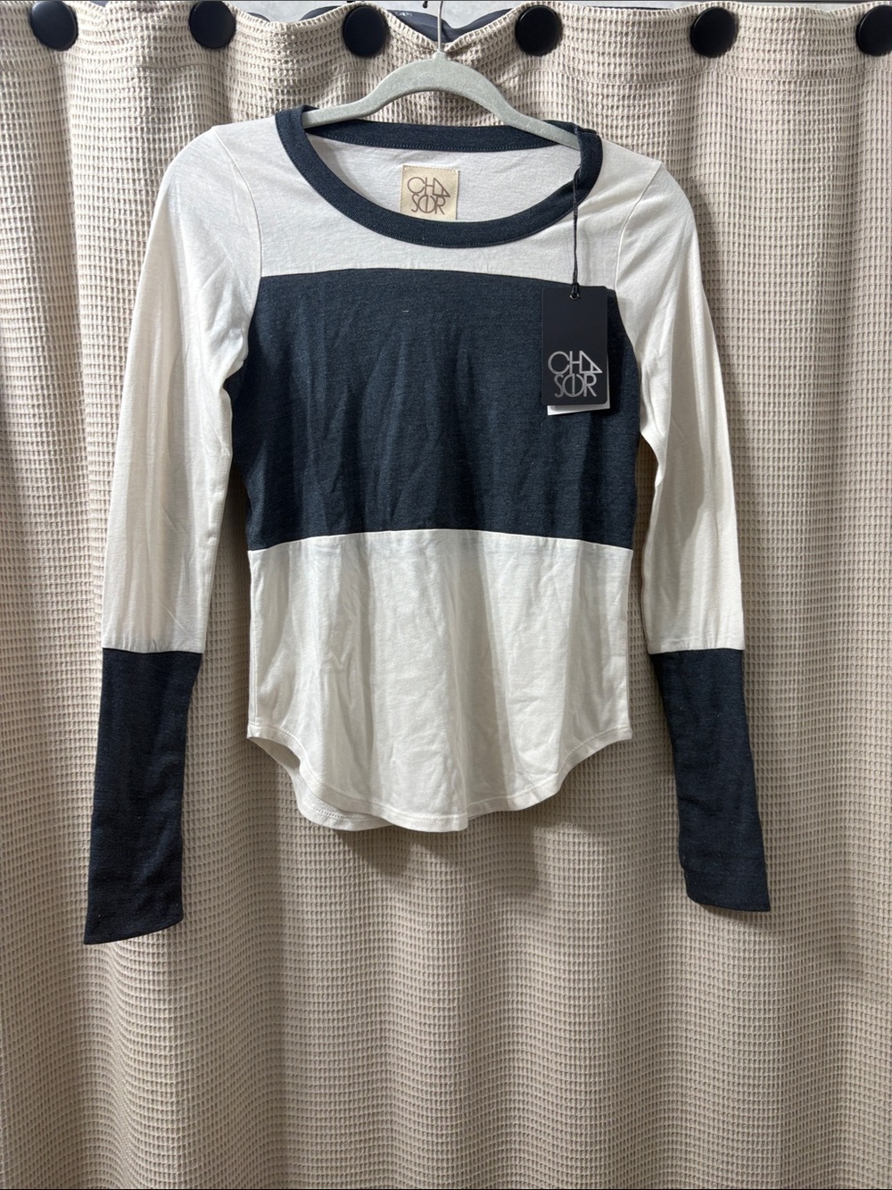 Chaser Black & White Colorblock Long Sleeve Tee